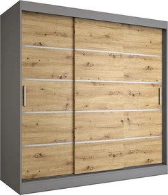 Szafa przesuwna antracyt + dąb artisan 200 cm E6-N65