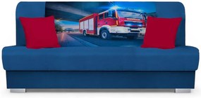 Niebieska rozkładana wersalka z wozem strażackim - Piovia 16X