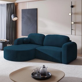 Masseno Narożnik AMILIA z funkcją spania i pojemnikiem na pościel Narozniki L, Rozkładana sofa - Niebieski, MONOLITH 77