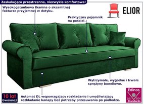 Rozkładana kanapa z funkcją spania butelkowa zieleń Perfox