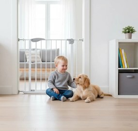 Bramka barierka zabezpieczająca na schody i drzwi biała