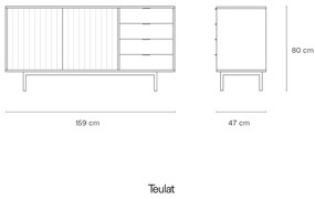 Szaro-naturalna niska komoda w dekorze dębu 159x80 cm Sierra – Teulat