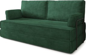 Masseno Sofa piankowa SILAR z funkcją spania, Kanapa z pianki do salonu, Bezmontażowa, Tkanina sztruksowa – Zielony POSO 14