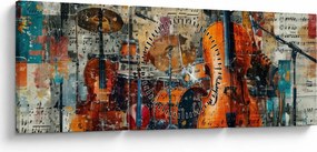 Obraz - Instrumenty muzyczne (z zegarem) (90x30 cm)
