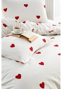 Kremowa pościel dwuosobowa z bawełny renforcé z prześcieradłem 4-częściowa 200x220 cm Mini Hearts – Mila Home