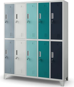 Metalowa szatnia 10-skrytkowa Bartek 136x45x172 cm wielokolorowa