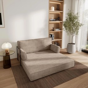 Masseno Sofa piankowa LADIA z funkcją spania, Kanapa z pianki do salonu, Bezmontażowa, Tkanina sztruksowa – Beżowy POSO 02