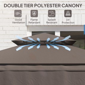 Outsunny Pawilon Grillowy 242x149x248 cm Odporny na Wodę i Ogień z Podwójnym Dachem Kolor Kawa