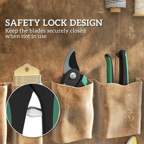 Outsunny Zestaw narzędzi ogrodowych 2 sztuki Narzędzia ogrodowe metalowe z nożycami ogrodowymi Zielony+Czarny