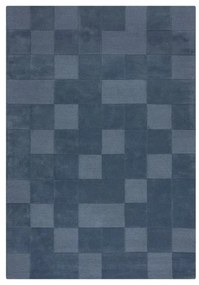 Ciemnoniebieski wełniany dywan tkany ręcznie 120x170 cm Checkerboard – Flair Rugs