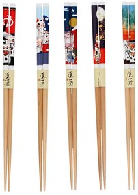 Drewniany zestaw pałeczek w naturalnym kolorze 5 szt. Beckoning Cats – Rex London