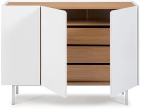 Biała niska komoda w dekorze dębu 110x85 cm Arista – Teulat