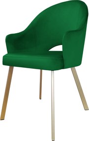 Krzesło Velvet tkanina Welur noga metalowa : Kolor nogi - Złota profil, Kolor tkaniny - VELVET - MG25, Typ siedziska - Siedzisko stałe