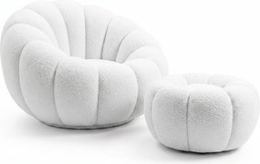 Obracjane designerskie krzesło BLOOM z podnóżkiem, biały