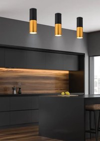 Czarno-złota lampa sufitowa tuba F6-D81