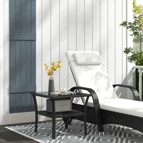 Outsunny Rattanowy stolik ogrodowy, 50 x 50 x 45 cm, wodoodporny stolik kawowy dla 4 osób, kwadratowy z półką i szklanym blatem | Aosom PL