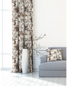 Zasłona dekoracyjna w kwiaty beżowa podkład oxford - szer. 150 cm