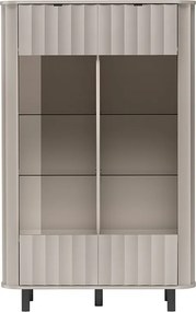 Witryna MODERNO 200 x 98,3 cm, Stojąca witryna do Salonu, Odcienie beżu