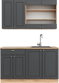 Pojedyncza kuchnia anthracite country house/gold kraft oak 140x60x81.6 fame-line