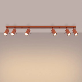 Lampa sufitowa nowoczesny Briix, stal - 6 źródło światła 3000K - L.117 x H.17 cm - ochra czerwona