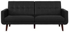 Czarna rozkładana sofa z imitacji skóry 200 cm Nola – Støraa