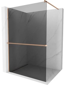 Mexen Kioto+ ścianka prysznicowa z półką Walk-in 80 x 200 cm, grafit, miedź szczotkowana - 800-080-121-65-40