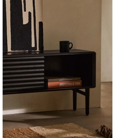 Czarna szafka pod TV w dekorze dębu 200x57x35 cm Lenon – Kave Home