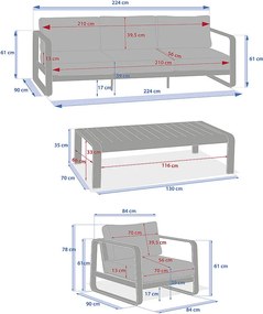 Zestaw aluminiowy ISABELLA dla 7 osób (kawiarniany)