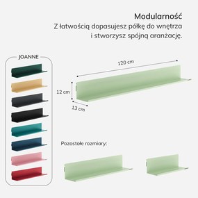 Półka wisząca JOANNE 1200 mm, Fresh Style: pastelowy zielony
