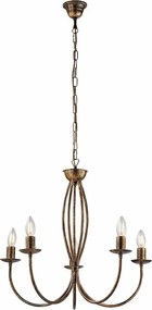 Botte - żyrandol 5-punktowy z lakierowanego na brązowo żelaza z dekoracją w kolorze starego złota 113 - Ø55 - BL147-5-BR