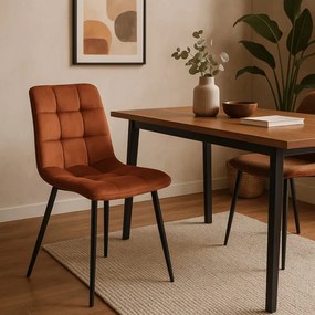 Krzesło Tapicerowane do Jadalni PERU Rude Welurowe Nowoczesne Loft