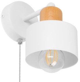Biały kinkiet LED SHWD-BU1010WE jednopunktowy z metalu i drewna z włąc
