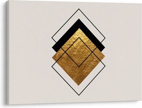 Obraz - Abstrakcja złoto-biała N⁰1 (70x50 cm)