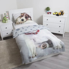 Szara bawełniana pościel dziecięca jednoosobowa 140x200 cm Dog – Jerry Fabrics