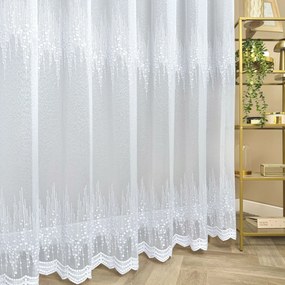 Firana haftowana z kuleczkami Alice markizeta biała - wys. 270 cm