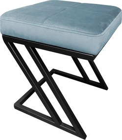 Pufa ZETA tkanina Welur loft ławka podnóżek metal : Kolor Stelaża - Czarny , Kolor tkaniny - VELVET - BL06, Typ tkaniny - Velvet