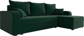 PROMOCJA Rozkładany narożnik obustronny do L VALERIO 238x140 cm, ciemnozielony + 2 poduszki GRATIS II. gatunek