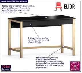 Duże czarne drewniane biurko z szufladami - Mioxis 3X 120x60
