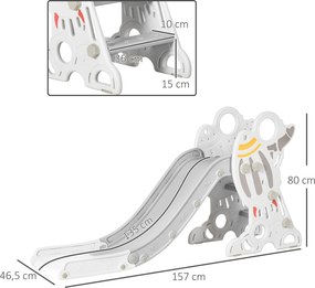 AIYAPLAY Zjeżdżalnia dla maluchów z naklejkami Bezpieczna zabawa w domu i ogrodzie Szara 157x46,5x80cm | Aosom PL
