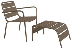 Fotel niski ogrodowy sztaplowany + podnóżek metalowy - Taupe - MIRMANDE marki MYLIA