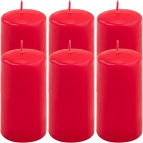 Zestaw świec filarowych, 11,5 cm, Ø 6 cm, czerwone, 6 szt.