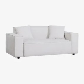Sofa 2-osobowa Z Tkaniny Bouclé Basian Chenilla W Kolorze Złamanej Bieli - Sklum
