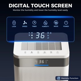 HOMCOM Osuszacz powietrza, zbiornik 4,5 litra, 24-godzinny timer, wyświetlacz LED, tworzywo sztuczne, biały