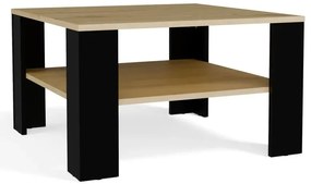 Kwadratowy stolik kawowy dąb artisan + czarny K7-C73
