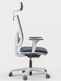 Obrotowe krzesło do biura Skill Soft White, zgodne z normą BHP