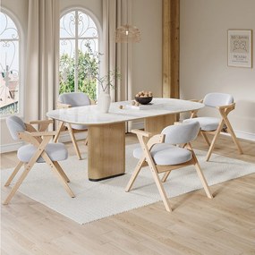 Zestaw 4 składanych krzeseł do jadalni - składane i chowane - poduszka welurowa - 64,5 x 66,5 x 73 cm - drewno - szary