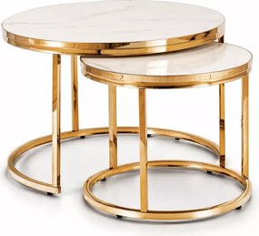 Zestaw stolików kawowych Kiegi marmur / złoty – nowoczesny design, elegancki