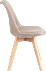 Zestaw Stół Prostokątny Rozkładany SKUBI 120-160 cm Dąb Artisan i 6 Krzeseł Tapicerowanych NEVEL Beżowych Skandynawskich