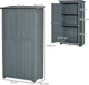 Outsunny Drewniana Szafa Ogrodowa z Dachem Skośnym i Drzwiami Filcowymi Szara 87x465x160cm | Aosom PL