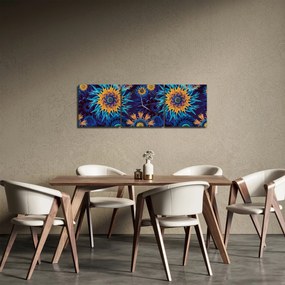 Obraz - kwiaty 3D (z zegarem) (90x30 cm)